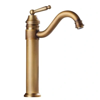 Immagine di Rubinetto Lavabo Bagno Alto Stile Anticato Vintage Ottone Monocomando Miscelatore Girevole A 360, Lavabo, Bronzo