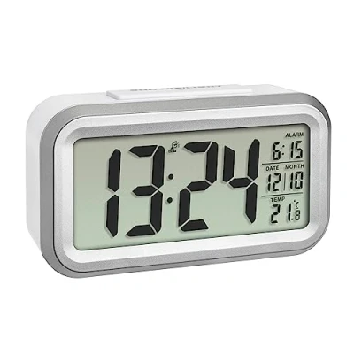 Immagine di TFA Dostmann 60.2553.02 Radiocontrollato Sveglia Argento, Bianco Tempi di allarme 1