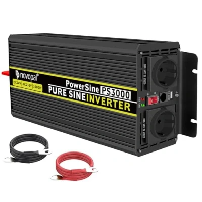 Immagine di Novopal Power Inverter Onda Sinusoidale Pura 3000W 6000W Trasformatore di Potenza Convertitore DC 24v in AC 220v 230v 240v Invertitore Tensione 2 EU Presa con Uscita USB 5 Metri Telecomando