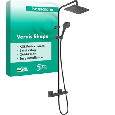 Immagine di hansgrohe Vernis Shape Colonna doccia 230 1jet con termostatico, nero opaco, 26286670
