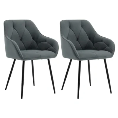 Immagine di WOLTU Set di 2 Sedie da Pranzo con Braccioli e Schienale, Cucina Moderna in Velluto, Poltrone Salotto Gambe Metallo, ergonomiche per Ufficio, Bar, Grigio Scuro, EZS02dgr