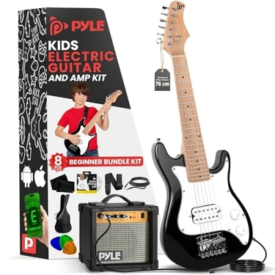 Immagine di Pyle Starter Kit Chitarra Elettrica Bambini con Amplificatore, per da 76,2 cm, Amplificatore 10 Watt e Accessori Completi