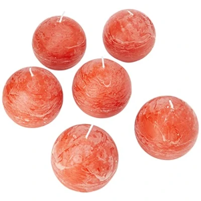 Immagine di Spaas 6 candele a sfera rustiche non profumate, 80 mm, ± 24 ore di zenzero, cera paraffina, D x H