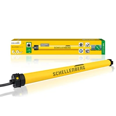 Immagine di Schellenberg 20411 Motore tapparelle elettriche Mini Plus 10 Nm, regolazione elettronica della posizione finale, fino a 6 m² di superficie tapparella, per albero da 40 mm, set completo