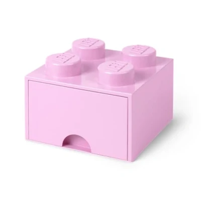 Immagine di Cassettiera Mattoncino Lego 4 Bottoni, 1 Cassetto, Cassa Portaoggetti Impilabile, 4.7 L