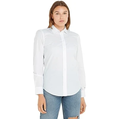 Immagine di Tommy Hilfiger FIL A Regular Camicia, Donna, Taglia: 42, Optic white