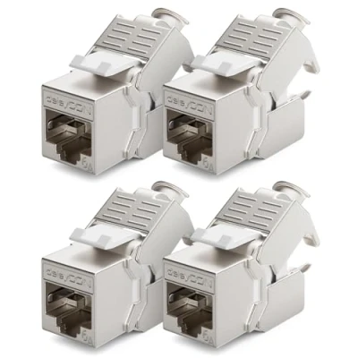 Immagine di deleyCON 4x Modulo Keystone Jack CAT6a Cavo Patch di Rete Connettore Schermatura STP Presa RJ45 Panel Estensione del Supporto