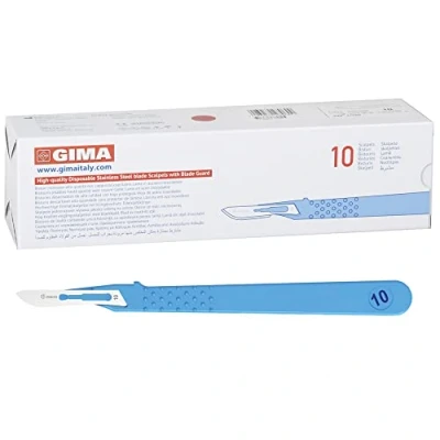 Immagine di GIMA Bisturi in acciaio inossidabile, Manico ABS, Sterili e Monouso, Standard, Misura n. 10, 10 Singolarmente Confezionati