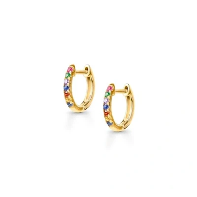 Immagine di Amberta Lumini Orecchini a Cerchio in Argento 925 con Zirconi Colorati per Donna: Placcato Oro 10 mm