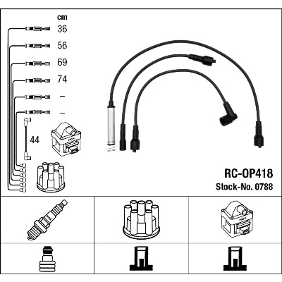 Immagine di NGK 0788 Kit Cavi Accensione 5 OPEL: Astra F CC, Calibra A, Caravan