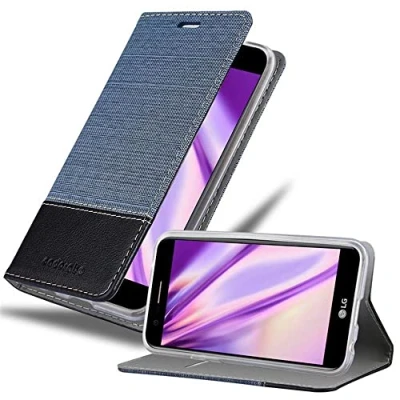 Immagine di Cadorabo Custodia Libro per LG K10 2017 in AZZURRO SCURO NERO con Vani di Carte, Funzione Stand e Chiusura Magnetica Portafoglio Cover Case Wallet Book Etui Protezione