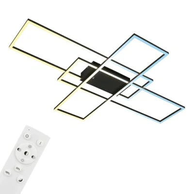 Immagine di BRILONER lampada da soffitto a LED con telecomando, dimmerabile, regolabile bianco caldo freddo, LED, plafoniera, 104x71x9,5 cm, nero