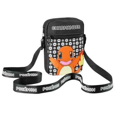 Immagine di Pokémon Borse a Tracolla per Bambini, Borsetta con Tasche, Borsello Versatile Scuola Viaggio Unisex Bambini Pikachu Gadget (Arancio Charmander)