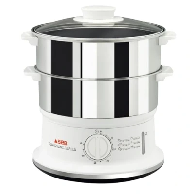 Immagine di Tefal Vc1451 Vaporiera Convenient Series Inox, Timer Con Spegnimento Automatico, Livello Di Acqua Visibile, Capacità 6 L, Bianco