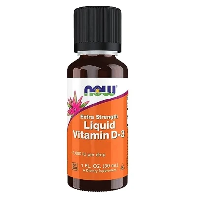 Immagine di Now Foods, Liquid Vitamin D3, 1.000 IU, 30ml, Gocce di Vitamina D dalla Lanolina, Testate in Laboratorio, Senza Soia, Glutine, non OGM