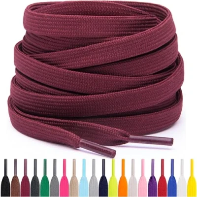 Immagine di Miscly Lacci Piatti per Scarpe Sportive, Disponibili in Varie Lunghezze e Colori (Bordeaux, 183 cm)
