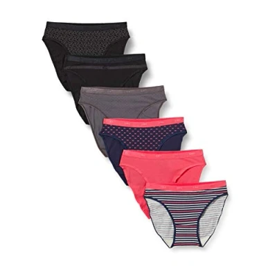 Immagine di DIM Slip Pockets in Cotone Elasticizzato Donna x6, Pacchetto Pretty Rose/Pacchetto Nero Logo, S