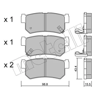 Immagine di METELLI 22 0519 0 Kit pastiglie freno con segnalatore acustico usura SSANGYONG: Rexton / 2, Korando II SUV, W
