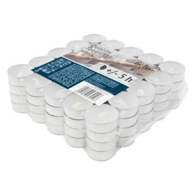 Immagine di Hofer Quality Tealights Candele Bianche Non profumate 100 Pezzi Candeleine 38 x 15 mm Durata di combustione 5 Ore Tea Light Cera Antigoccia 1 Set Lumini