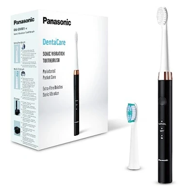 Immagine di Panasonic EW DM81 K503 Spazzolino Elettrico, 2 Testine Incluse, Timer, Modalità di Funzionamento, Design Ergonomico, 31.000 Movimenti al Minuto, Vibrazioni Soniche, Nero