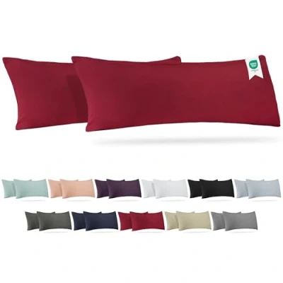 Immagine di Barbons Set di 2 federe per cuscino chi dorme sul fianco, 165 g/m², certificate Oeko TEX, in 100% jersey cotone, con chiusura lampo (40 x 145 bordo)