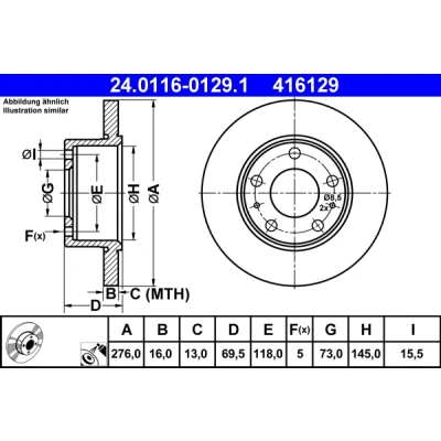 Immagine di ATE Disco freno IVECO: DAILY 3, 3 Kasten/Kombi 16,0mm 5 118,0mm pieno rivestito 24.0116 0129.1 2991646 Dischi freno, dei freni