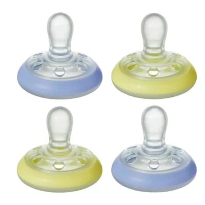 Immagine di Tommee Tippee Succhietto Simile al Seno Materno, 0 6 Mesi, 4 Pezzi, Giallo e Blu