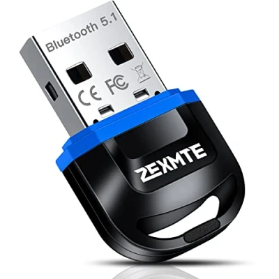 Immagine di ZEXMTE Adattatore Bluetooth USB 5.1, Trasmettitore Ricevitore per computer portatile, supporta Windows 10/8/7/Vista/XP, mouse, tastiera e cuffie