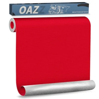 Immagine di Toppe autoadesive in tessuto, 40 x 200 cm, tela autoadesiva, colore rosso, impermeabile, per divano, tenda, mobili, seggiolino auto