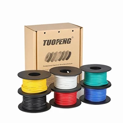 Immagine di Tuofeng 16awg filo, kit di fili collegamento filo flessibile in silicone (6 bobine da 4,6 m diversi colori) 600 V resistente alle alte temperature