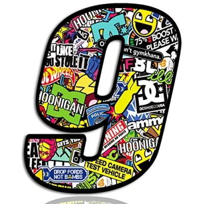 Immagine di Biomar Labs® Adesivo Sticker Numero Racing 9 Gara DC Bomb Auto Moto Cross Rally Sport Tuning N 209