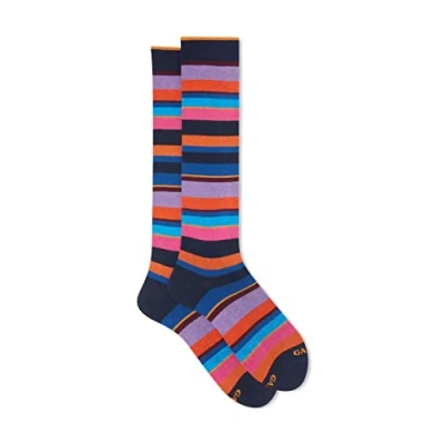 Immagine di Gallo Calze Lunghe Uomo Cotone Navy/rame Righe Multicolor