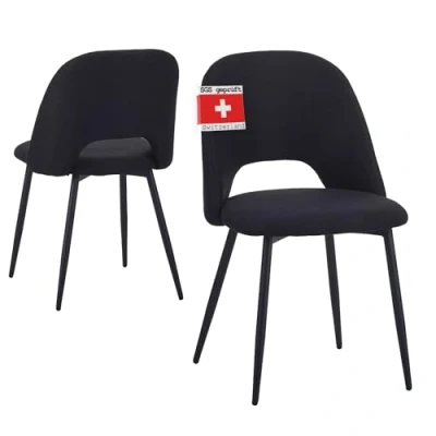 Immagine di Albatros Silvi Set di 2 sedie da sala pranzo con rivestimento in tessuto, stile vintage, corda, sedia imbottita certificata SGS moderna cucina, o tavolo