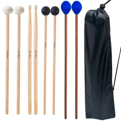Immagine di VixxNoxx 4 mazzuole per xilofono da 24 cm, in gomma, con 2 legno percussioni