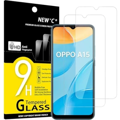 Immagine di NEW&#039;C 2 Pezzi, Vetro Temperato per Oppo A15, A15s, Pellicola Prottetiva Anti Graffio, Impronte, Senza Bolle, Durezza 9H, 0,33mm Ultra Trasparente, Resistente