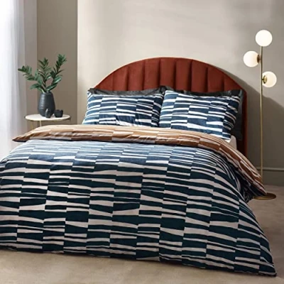 Immagine di Hoem Set copripiumino reversibile astratto piper in misto cotone.
