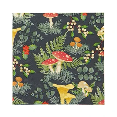 Immagine di Talking Tables tovaglioli di carta riciclabili con funghi e della foresta boschiva, confezione da 20 per Natale, feste bambini, inverno, decoupage, pranzo