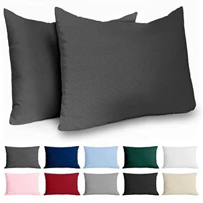 Immagine di Federe 40x60 Cotone Rinforzato (Set da 2) Antracite Trama Fitta a 57 Fili/cm² Cuscini cm Cuscino Certificate Oeko Tex Dreamzie