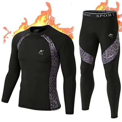 Immagine di MeetHoo Intimo Termico Uomo Biancheria Intima Termica Set Antivento Funzionale Base Layer Traspirante Maglia &amp; Pantaloni per Invernali Sportiva Sci Corsa