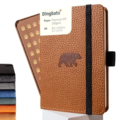 Immagine di Dingbats* Taccuino Tascabile Bianche Di Fauna Selvatica Quaderno A6, Copertina Rigida in Pelle PU Portapenne, Segnalibro, Chiusura Elastico