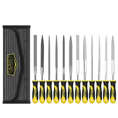 Immagine di TARIST set di 12 lime per ago con borsa attrezzi, piccolo include 6 gioielli e in acciaio metallo, gioielli, legno, pelle plastica
