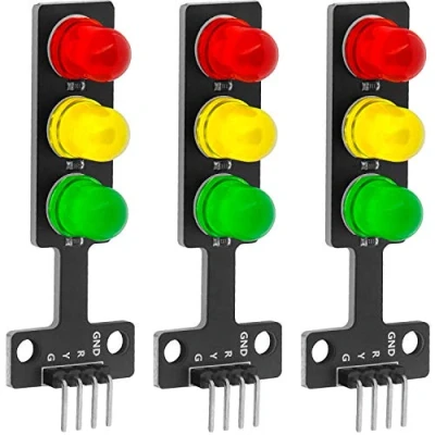 Immagine di AZDelivery 3 x Mini Semaforo a LED per progetti fai da te 3,3 5V 8mm compatibile con Arduino incluso un E Book!