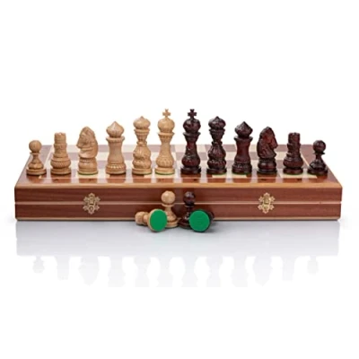 Immagine di Master of Chess THE CROWN Set di scacchi lusso INTAGLIATO A MANO Capolavoro Pezzi degli eccezionali e scacchiera professionale intarsiata