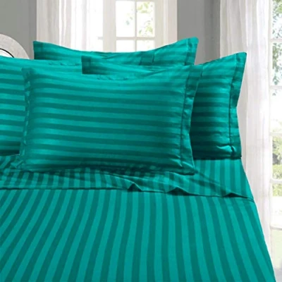 Immagine di Elegant Comfort Best, Softest, Coziest 6 Piece Sheet Set. 1500 Thread Count Egyptian Quality Luxurious Wrinkle Resistant Damask Stripe California King, Lenzuola, Turchese