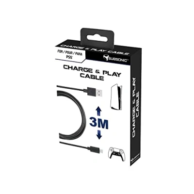 Immagine di SUBSONIC 3m di Cavo Ricarica USB C XXL per il Controller Dual Sense PS5 Playstation 5 Nintendo Switch