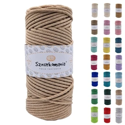 Immagine di cordoncino di cotone 3 mm 100 m, 46 colori, in intrecciato mm, corda macramè, filato alta qualità, macramè (caramello)