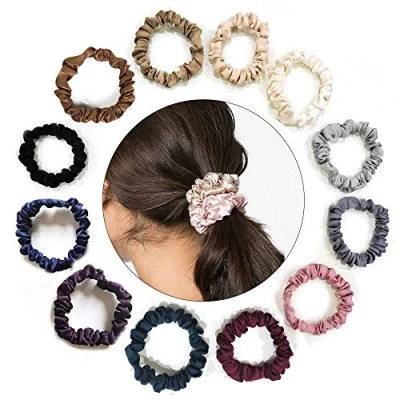 Immagine di Uni Fine 12 pezzi scrunchies raso raso/seta elastici capelli traceless per antiscivolo spessi/sottili donne ragazze, colori