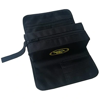 Immagine di Copechilla rotolo porta attrezzi con borsa attrezzi,nero,Materiale 1680D ad alta densità impermeabile resistente all&#039;usura,Con scomparto cerniera, cordino per piccoli utensili e cancelleria