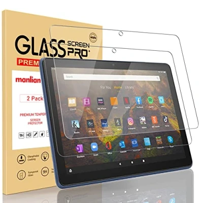Immagine di Manlian [2 pezzi] Pellicola protettiva in vetro temperato per Fire HD 10/HD 10 Plus (11 generazione 2021), anti graffio, impronte, durezza 9H.