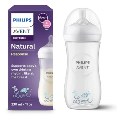 Immagine di Philips Avent Natural Response Baby Bottle da 330 ml con flusso 4 (tettarella 3m+), modello SCY906/11